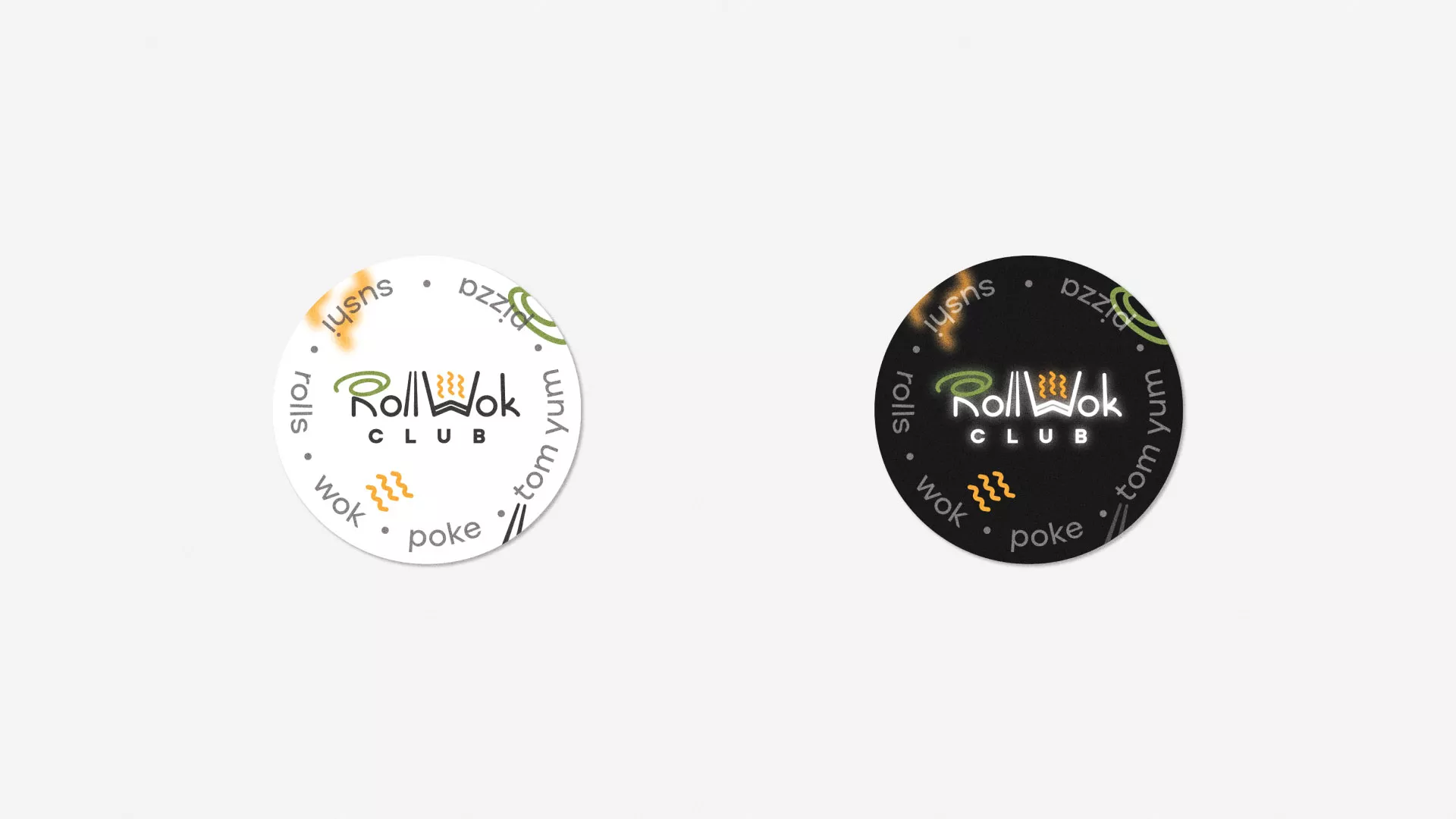 Разработка наклеек для суши-бара «Roll Wok Club» в Черкесске